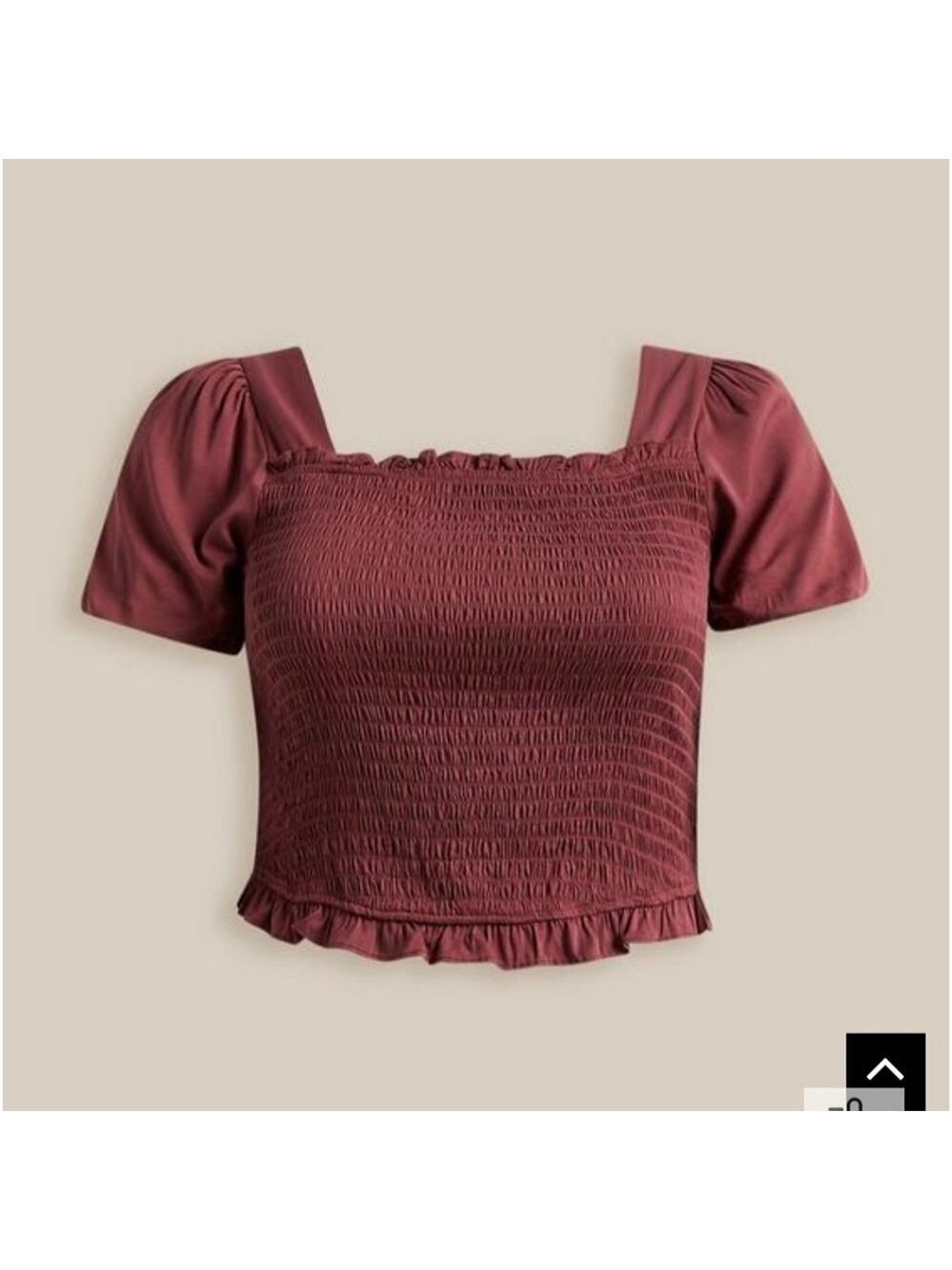Torrid Stretch Challis Smocked Puff Sleeve Crop Top Size 5 (5X)